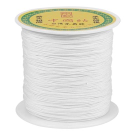 PandaHall 0.5mm White Silky Braided Nylon Thread Chinese Knot Cord Shamballa Macrame Thread Cord for Kumihimo Macrame Friendship Bracelets