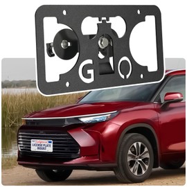 No Drill License Plate Holder Compatible with Toyota Highlander 2020-2025 Front Grille License Plate Mount Bumper Bracket Holder Car Tag Frame Anti-Theft Adapter Accessories