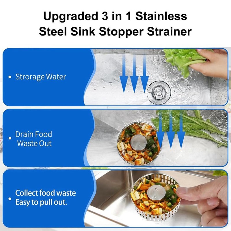 Stainless Steel Sink Drainer Anti-Clogging Basket Water Filter Sink Filter