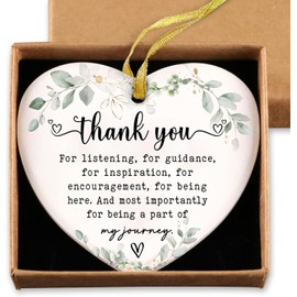 Gossby Heart-Shaped Thank You Ceramic Ornament - Appreciation Gift for Women - Thank You Gift for Coworker, Friend, Teacher, Boss, Employee - Car Hanging Decoration Ornament - Wine Bottle Decor