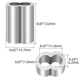 3/16"(5mm) Aluminum Crimping Loop Sleeve, Wire Rope Sleeve, Cable Crimps Sleeves, Cable Ferrules for Wire Rope and Cable Line End, 50 PCS