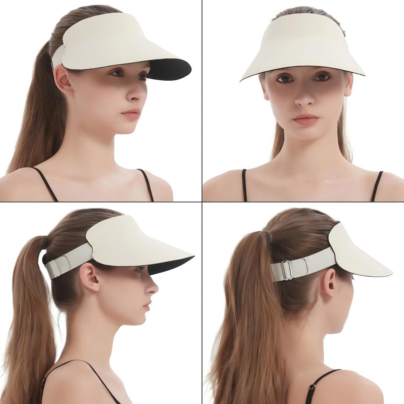 EINSKEY Women's Wide Brim Sun Visor, UPF50+ Seamless Ponytail Hat