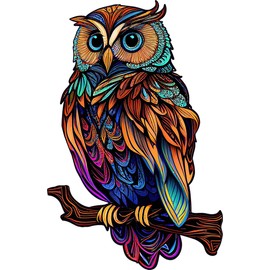 GuDoQi Wooden Puzzles for Adults, Owl Puzzle - Unique Shape Animal Wood Puzzle, Fun Challenging Wooden Jigsaw Puzzles Gifts, Perfect Family Game (8.3 x 11.7 inch, 144 Pieces)