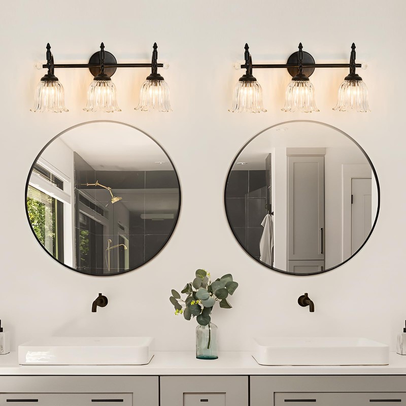 CVKASH 3-Light Bathroom Vanity Light Fixtures Over Mirror,Black Modern Vanity
