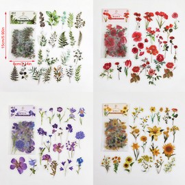 Aesthetic Scrapbooking Stickers Paper Pack, Stickers Flowers, Scrapbook Stickers, Flowers, Transparent, for Scrapbook Supplies, Journal Kit (Plant), Pack of 160