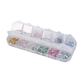 OATIPHO Color Nail Rhinestones Flatback Glitter Gems for Nail Art Decorations in Clear Container for DIY Designs and Crafting