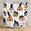 Leowefowa Funny Cat Shower Curtain Abstract Rainbows Modern Aesthetic Shower