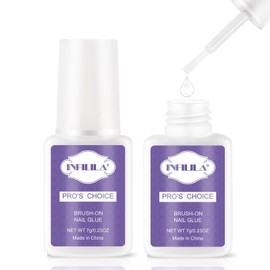 NXJ INFILILA Professional Brush On Nail Glue Arcrylic Nail Glue Nail Glue for Acrylic Nails Strong Nail Glue Professional Nails Glue Adhesive Press On Nail Glue Bulk Long Lasting 7ML/0.23OZ(2PCS)