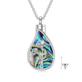 TOUPOP Teardrop Cremation Jewelry for Ashes Sterling Silver Morning Glory Birth Flower Urn Necklace w/Funnel Filler September Memorial Keepsake Jewelry for Women