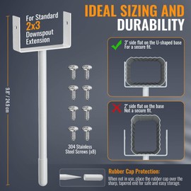 UPVONT 2x3 Downspout Extension Bracket, Gutter Downspout Holder 2x3 Horizontal, Longer Downspout Anchor, Durable White Outdoor Coating Downspout Stake (4 Pack)