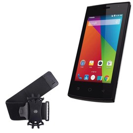 BoxWave Holster Compatible with Coolpad Rogue - ActiveStretch Sport Armband, Adjustable Armband for Workout and Running - Jet Black