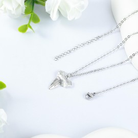 PARTNER LIUANAN Shark Tooth Pendant Adjustable Necklace for Men Women Silver Stainless Steel Durable Jewelry Gift for Beach Lovers Adventurers Birthday (Shark Tooth Necklace)