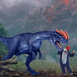 Dinosaur Costume Adult Onesie, Unisex Dilophosaurus Onesie Pajamas, Ainmal Cosplay Costume One Piece Homewear Jumpsuit