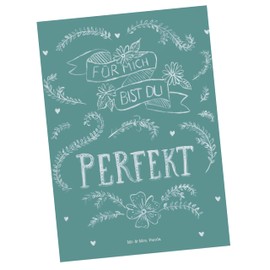 Mr. & Mrs. Panda Postcard "Für mich bist du perfekt - Gift, Liebe saying, Nature, Postcards, Dream Woman, Nature Lover, Girlfriend Gift