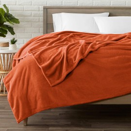 Hafaa Fleece Blanket and Throws Queen Size 400 GSM Fluffy Sofa Throw Blanket - Extra Soft Cozy Large Blankets for Bed Versatile Warm Throws for Sofas and Couch, Rust (Queen, 220x240cm)