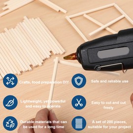 Magiho 200 Pcs Wooden Sticks, Wooden Sticks for Craft 300mm × 3mm (11.8in ×0.12in), Sticks for Crafting, Bamboo Sticks Woodwork Art DIY Advent Calendar Christmas Gifts