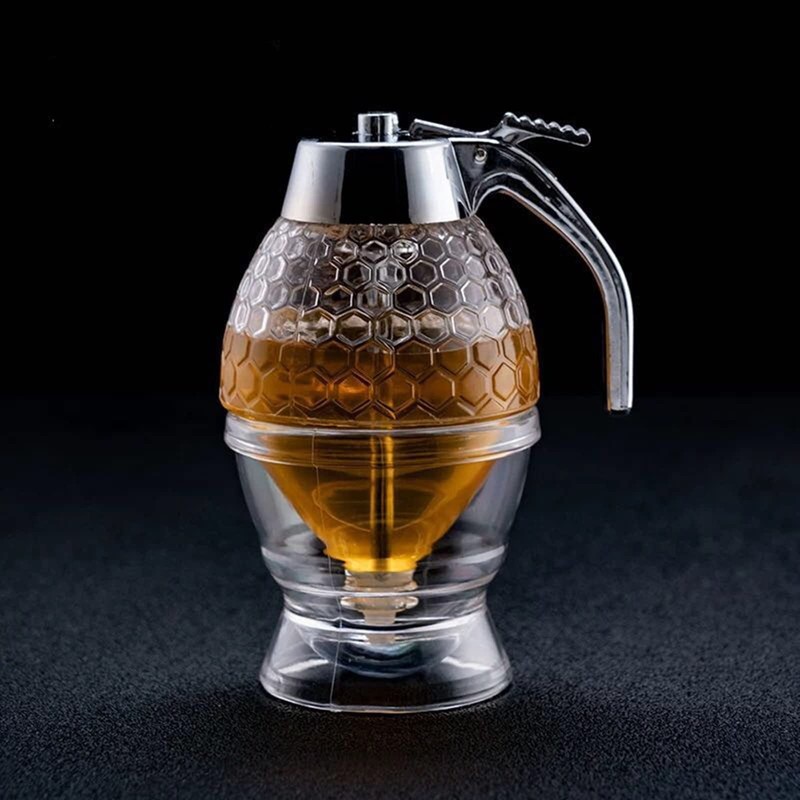 TONGMAN Acrylic Honey Dispenser,Syrup Dispenser, with Stand Honey Container ，Beautiful