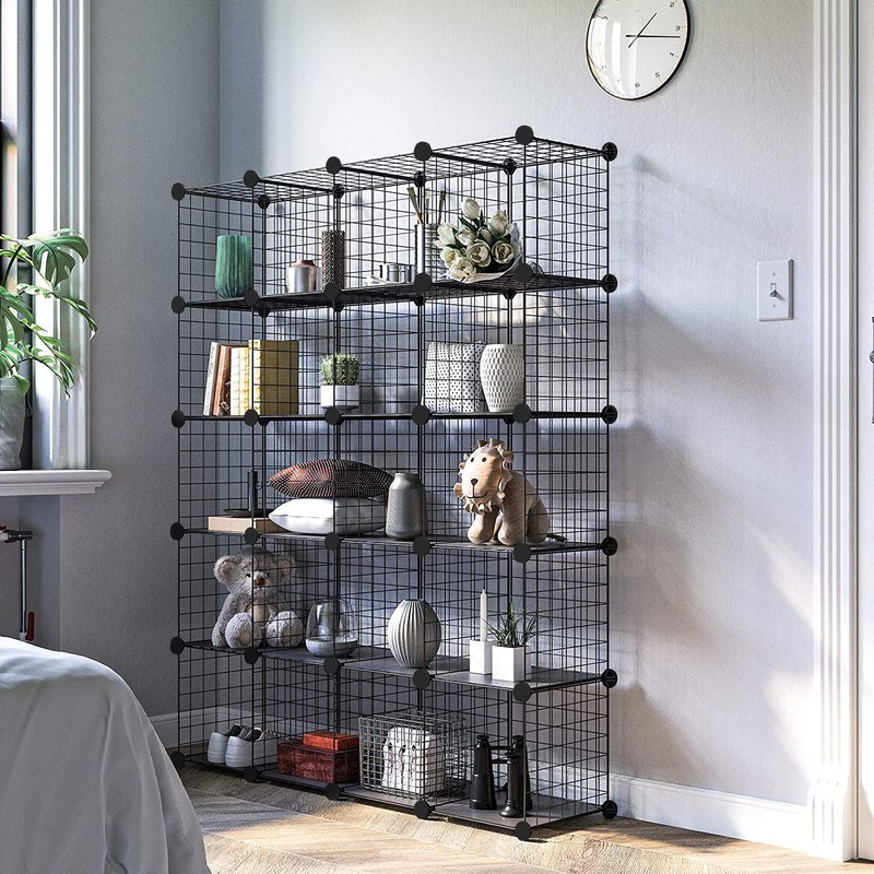 TUMUCUTE Wire Cube Storage Organizer, 20-Cube Metal Storage Shelves Bookshelf,
