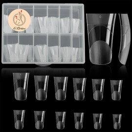 C12rtive 120Pcs Matte Dual Nail Forms,Duck Shape Extension Poly Nail Gel Nail Forms Full Cover Nail Molds 12 Sizes for Solid Nail Gel Glue Nail Art Design Salon & DIY