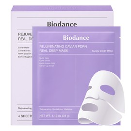 BIODANCE BIODANCE Rejuvenating Caviar PDRN Real Deep Mask, Overnight Hydrogel Mask, Skin Firming & Radiance Boost, Enhancing Recovery for All Skin Types, 1.19oz(34g) x 4ea