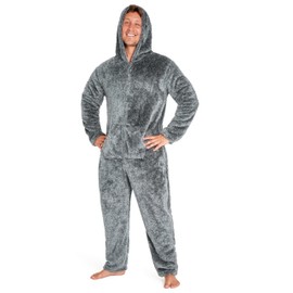 CityComfort Men's Jumpsuit Jumpsuit, One Piece Suit Fleece Onesie Men's Fluffy Onesie Pyjamas Men and Teenagers Boys M-3XL, Gifts for Men, lightgrey