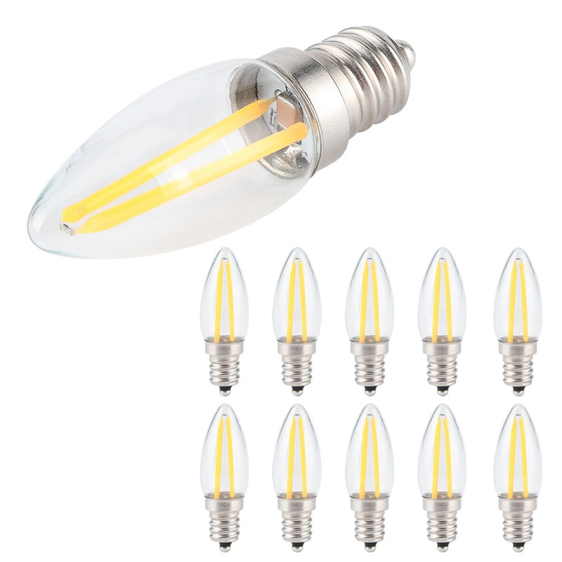 10Pcs E12 Long Filament Small LED Light Bulbs Dimmable Lamp