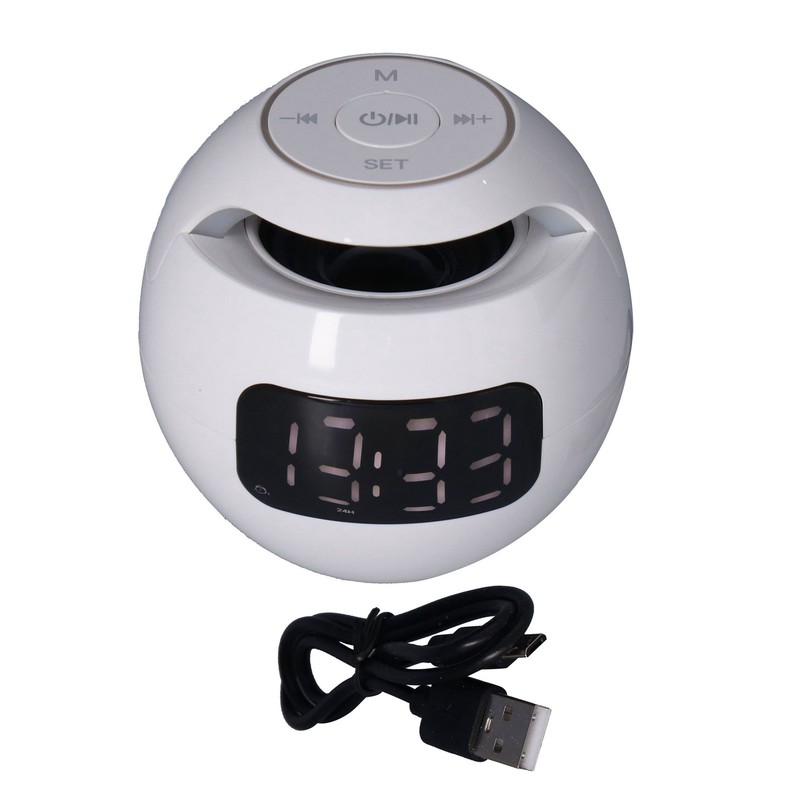 Multifunctional Bluetooth 5.0 Alarm Clock Speaker Rechargeable Ball Shape Portable