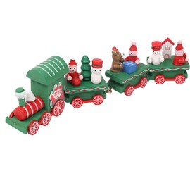 Christmas Tabletop Decorations Mini Wooden Gingerbread Man Train Christmas Snowman Figurine Chrsitmas Express Train Table Ornaments for Home Kitchen Fireplace Holiday Décor (Green Santa Train)