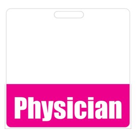 Physician Badge Buddy (Pink) - Horizontal Heavy Duty Badge Tags for Doctors - Double Sided Badge Identification Card