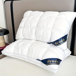Bed Pillows for Sleeping Queen Size Set of 2 Pack Hotel Style Down Pillow for Sleeping, Neck Support for Side, Back & Stomach Sleepers, Soft Down Polyester Cover, Washable & Hypoallergenic (White)