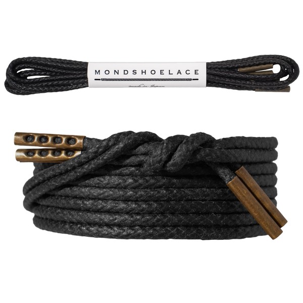 MONDSHOELACE Thin Stay-Tied Waxed Cotton Round Shoelaces 2/25"(2.2mm) with Metal