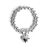 Sterling Silver 925 Beaded Stretch Puff Heart Charm Ring