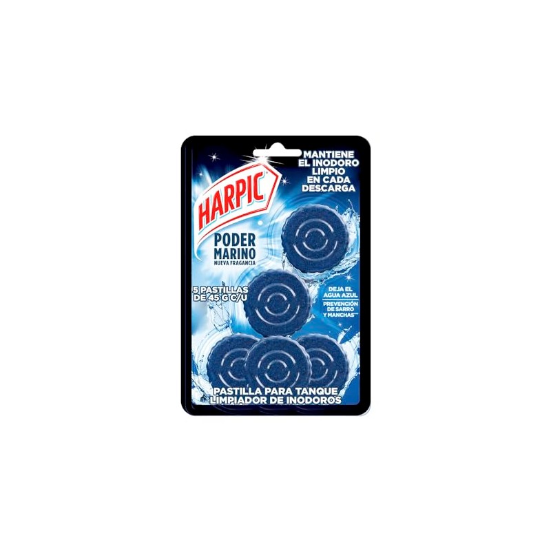 Harpic Pastillas Acuáticas Azules, 5 Piezas