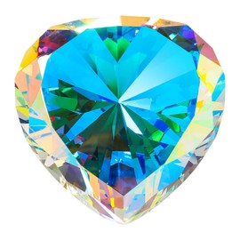 SWTHONY Crystal Diamond Paperweight Heart Shaped Glass Stones Large Artificial Diamonds Paperweight for Women Desk Wedding Centerpiece AB Coating 60mm