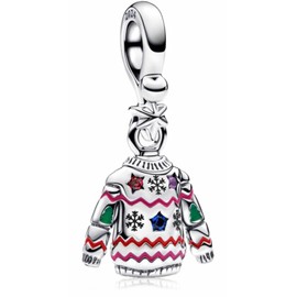 MSPOVOF Heart Christmas Animal Charms Bead for Bracelets and Necklaces S925 Sterling Silver Charms for Christmas Birthday Women Jewellery Gift, Cubic Zirconia