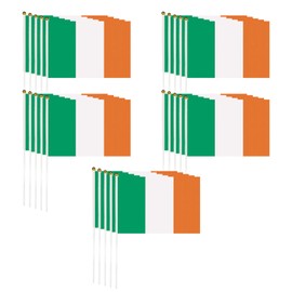 Pack of 15 Irish Hand Flags, Irish Flag, Irish Bunting, Small Flags on Sticks, Hand Flags with National Emblem, Irish Party Decorations (14 x 21 cm)
