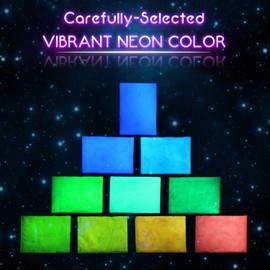 Luminous Epoxy Resin Colour Pigment - 10 Colours Glow in the Dark Pigment Powder for Slime, Nail - Epoxy UV Resin Colour Pigment Luminous Powder for Nail Art, Painting, Acrylic Paint and Crafts - 10 g