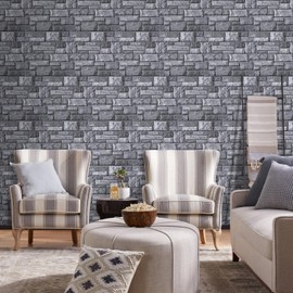 Commomy 10 Pcs 3D Stone Wall Panels Peel and Stick - 11.8" x 11.8" Faux Stone Wall Panel 3D Brick Wallpaper Peel and Stick Self-Adhesive Tiles for Kitchen, Bedroom, Living Room, TV Background, RV
