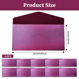 10 Pack 22×11 cm Envelopes, Self-Seal Business Card Envelopes, Suitable for Greeting, Invitation, Invoice and Checks, Purple