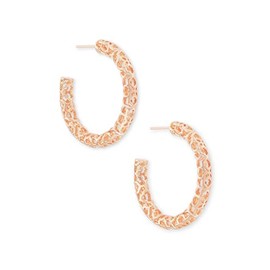 Kendra Scott Maggie 1.5" Hoop Earrings for Women, Fashion Jewelry, Rose Gold-Plated Filigree