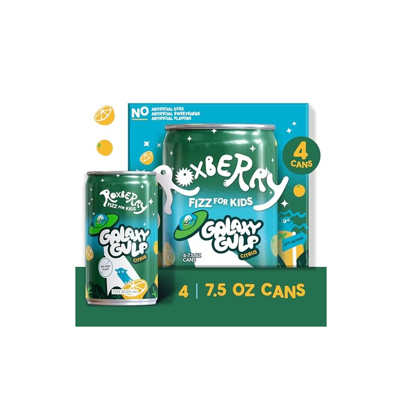 Roxberry Fruit & Veggie Fizz for Kids, Sparkling Juice, 7.5oz,