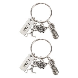 Tomaibaby 2pcs Marathon Running Keychains Alloy Pendant Keychain Quotes I Can Key Holder Key Rings Ornaments