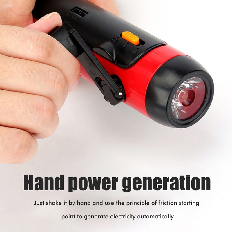 Portable Hand Crank Flashlight with Alarm FM Radio Function 1800mAh