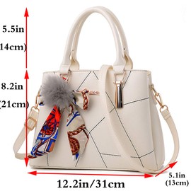 Rullar Women's Elegant Faux Leather Handbag, Shoulder Bag, Shopper Bow Jewellery, Shoulder Bag, Handbag and Purses, beige, Elegant