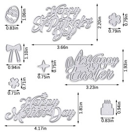 ALIBBON Happy St. Patrick's Day Die Cuts for Card Making, Happy Easter Cutting Dies Metal Template Molds, Happy Mother's Day Dies for Crafting DIY Photo Album Paper Embossing Scrapbooking Supplies