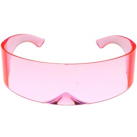 zeroUV - 80s Futuristic Cyclops Cyberpunk Visor Sunglasses with Semi Translucent Mirrored Lens Shield Sunglasses (C15 | Pink)