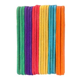 Barrilito W009C Palitos planos de madera en colores surtidos, medidas 0.7 X 7.5 cm. Paquete con 150 piezas.