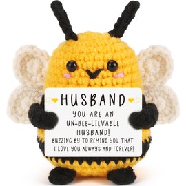 LEJIAJINW Fathers Day for Husband Gifts, Positive Crochet Bee Birthday Gifts for Men Husband Anniversary Presents from Wife, Funny Easter Basket Stuffers I Love You Valentines for Him Boyfriend Love