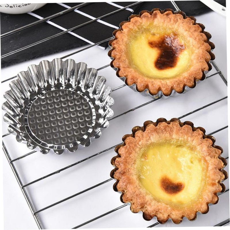 BIUDECO 10pcs Non Stick Chrysanthemum Egg Tart Molds DIY Baking
