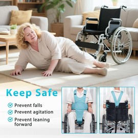 JFNoraiva Wheelchair Seat Belt with Front Pocket ​| ​​Designed to Prevent Falls with Adjustable Buckle - Ideal for Elderly Users, Post-Operative Patients & People with Limited Mobility​​（Black）